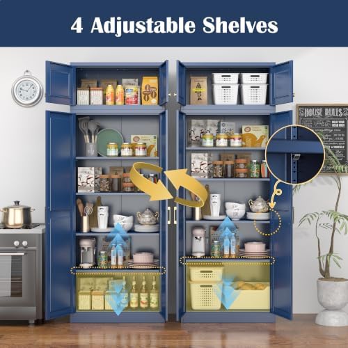 Steeloong 86"Metal Pantry Storage Cabinet with Doors & 4 Adjustable Shelves - Image 4