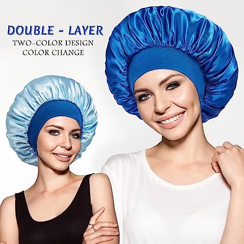 2pcs Satin Silk Hair Bonnet for Sleeping, Sleep Bonnets for Women - Image 3