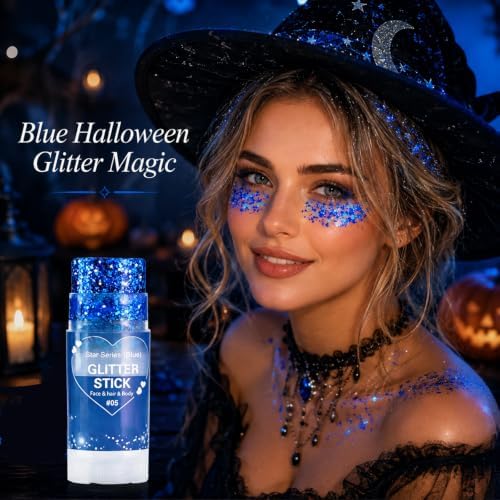 Go Ho Blue Glitter Stick, Sparkly Hair Face Body Shimmer for Women Kids - Image 4