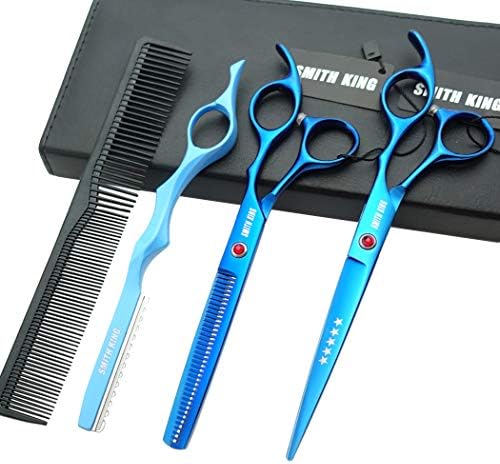 7.0 Inches Professional hair cutting thinning scissors set with razor (Blue) by Smithking