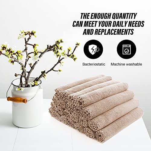 MOONQUEEN Ultra Soft Premium Washcloths Set - 12 x 12 inches - 72 Pack - Quick Drying - Highly Absorbent Coral Velvet Bathroom Wash Clothes (Brown) - Image 5