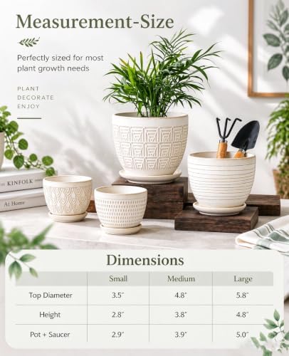 4.8 Inch Succulent Pots, Flower Pots, Ceramic Planters for Indoor Plants - Image 6