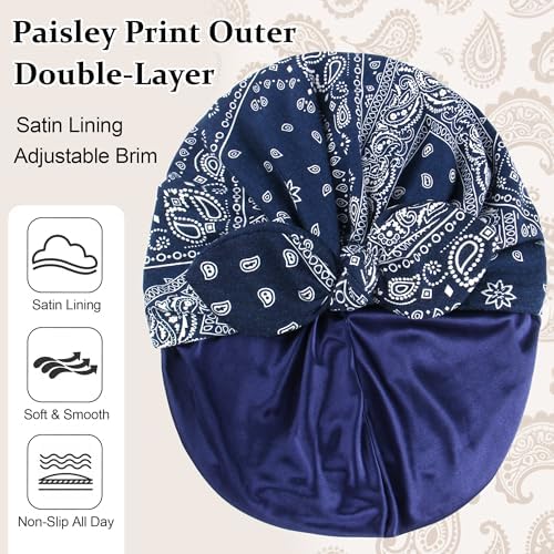 Ababalaya Satin Lined Beanies for Women Chemo Headwear Sleep Cap - Image 4