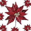Kimura's Cabin 6Pcs Artificial Poinsettia Christmas Flowers Set,Burgundy by WeddingPartyArrangementBouquetsDecorationArtificialFlowers