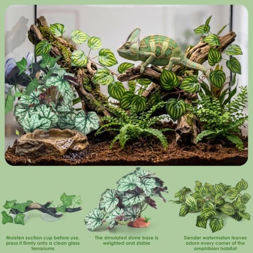 KATUMO 3PCS Reptile Plants, Terrarium Plant Artificial Decor, Fake Plant - Image 3