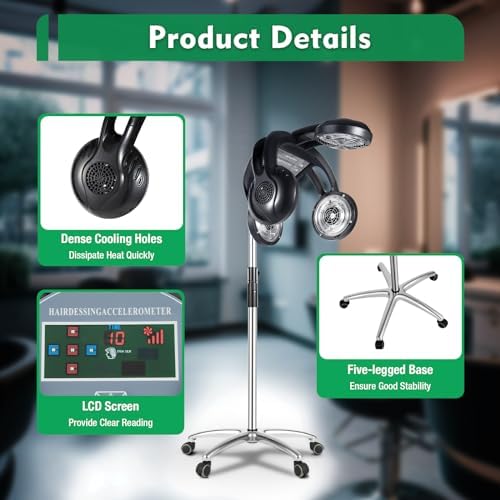 Stand up Hair Dryer, 1400W Portable Floor Standing Dryer for Home Multiple Modes Heating Circulation System Temperature Control Adjustable Height Intelligent Digital Display for Cold Perming - Image 7
