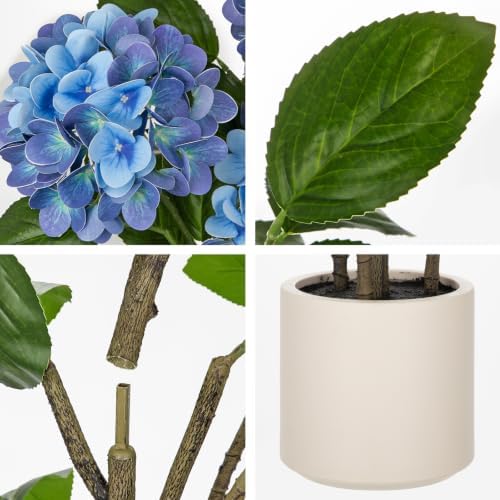 2 Pack 4FT Blue Hydrangea Artificial Flowers Tree Potted Hydrangea Flowers - Image 3