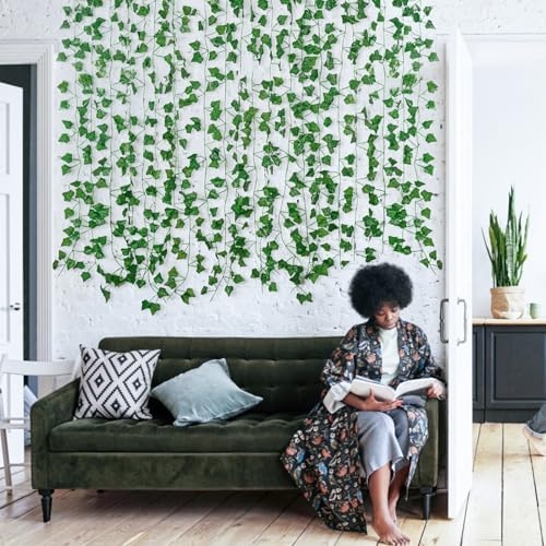 Freyalife Fake Vines for Room Decor(48Pack336Ft) Aesthetic Artificial Plant Ivy Leaves Hanging Greenery Garlands for Home Bedroom Wall Wedding Christmas Party Office patio Indoor, Outdoor Garden Décor - Image 4