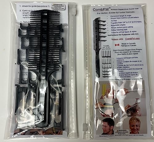 Scissor Clipper Over Comb Hair Cutting Tool - Barber DIY Home Hair Trimming Guide Comb Set (Classic Set, Black) - Image 5