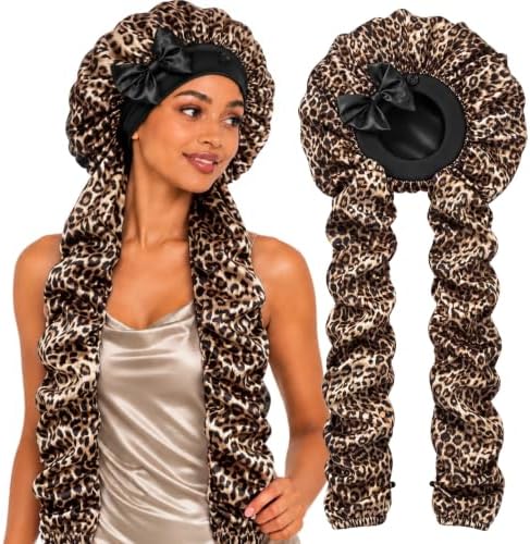 Bonnet for Braids Long Hair Double Layer Silk Satin Bonnet Bounce Curl Caps Women Sleeping Samurai Wrap Hair Hose Cap 2 in 1 by AILEAM