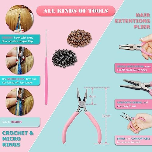 Sapphire Blue Hair Tinsel Kit 48 Inches 1200 Strands with Tools and Instruction Easy to Install Fairy Glitter Tinsel Hair Extensions for Women and Girls，Shinny Sparkling Braiding Hair Accessories - Image 5