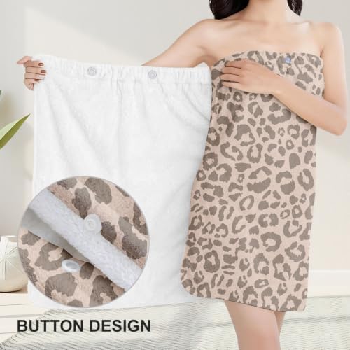Absorbent Bath Towel Wrap Set (32 X 60 in), Khaki Cheetah Print - Image 4