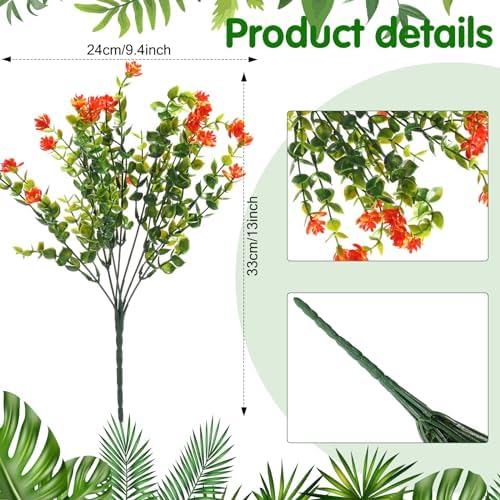 WILLBOND 12 Bundles UV Resistant Faux Flowers, Orange - Image 3