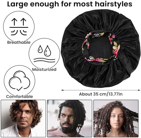 WLLHYF Silk Bonnet for Men, Satin Bonnet Elastic Band Silk Sleep Cap Soft Adjustable Hair Cap Hair Wrap for Women Sleeping - Image 2