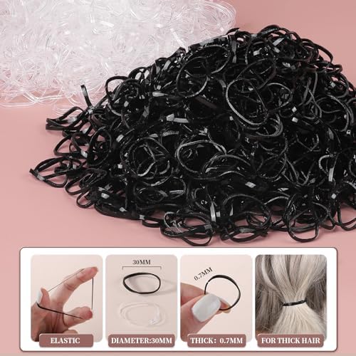 YGDZ Elastic Hair Ties, 1500 PCS Clear Rubber Bands for Hair, Black Hair Ties, Mini Elastics Bands, Ponytail Holders, Christmas Stuffers Xmas Gift, Hair Accessories for Girl, Toddler, Kids, Women - Image 4