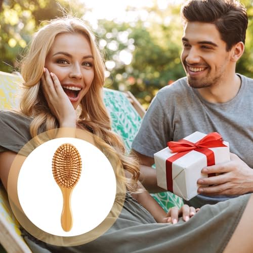 6 Pcs Bamboo Hair Brush Bulk Natural Wooden Paddle Brush Round-tipped Bamboo Bristles Detangling Brushes, Lightweight Massage Anti Static for Women Men and Children for Hair Growth (Oval) - Image 6