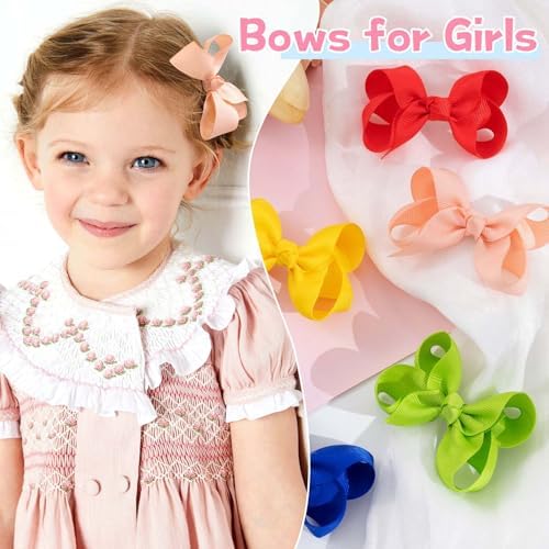 Oaoleer 40 Colors 3" Hair Bow Clips for Girls Tolddler Hair Accessories - Image 5