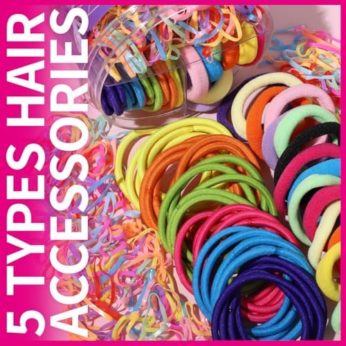 Teenitor Colorful Hair Accessories Kit for Woman Girls 500pcs Elastic Hair Bands 30pcs Ponytail Holders, Seamless Thick Hair Bands, 40pcs Bobby Pins Colorful - Image 7