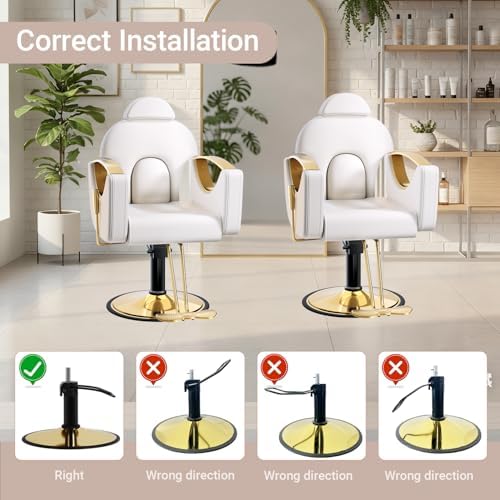 Salon Barber Chair for Hair Stylist, Professional Reclining Hydraulic Styling Chair with Heavy-Duty Pump, All Purpose Hairdresser Chair for Barbershop, Braiding, Shampoo, Spa Equipment, White Gold - Image 5