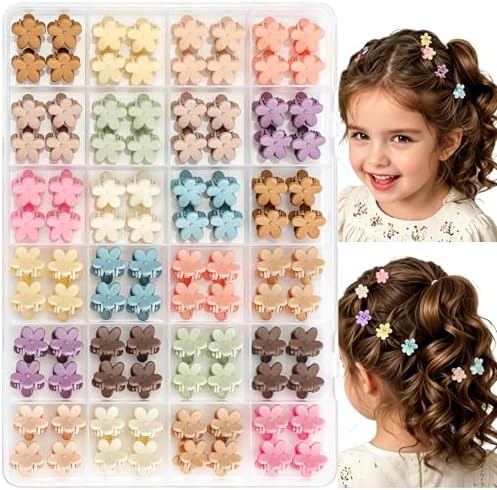 96pcs Mini Flower Hair Clips for Kids Cute Mini Claw Clips Hair Pins Colorful Small Hair Accessories for Girls Women Teens Kids Toddlers Children in Organizer Box by ANEESAA