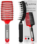 HIPPIH Boar Bristle Hair Brush Set of 2, Detangling Smoothing for Wet & Dry by HIPPIH