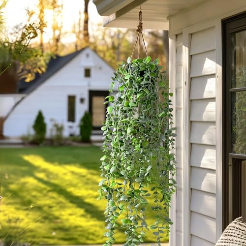 Artificial Hanging Plant 2 Pcs Faux Plant Ivy Vine Faux Eucalyptus Vines Fake Potted Greenery for Wall Living Room Home Shelf Office Bathroom Outdoor Indoor Decor (Type 6) - Image 6