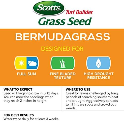 Scotts Turf Builder Grass Seed Bermudagrass - 1 lb., Use in Full Sun, High Drought Resistance, Seed New Lawn or Overseed Existing Lawn, Seeds up to 1,000 sq. ft. - Image 3