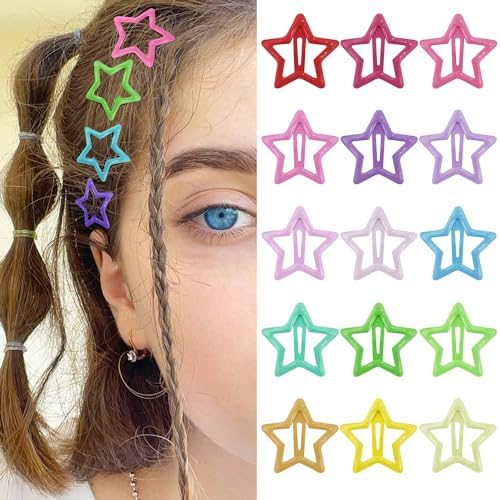 SAOROPEB Star Hair Clips Multicolor 2000s Y2K Hair Accessories-15 PCS 1.18" by SAOROPEB