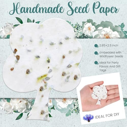 Dunzoom 50 Pcs Plantable Seed Paper Tags Wildflower,Tree Shape - Image 2