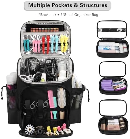Hairstylist Traveling Bag, Large Capacity Barber Travel Backpack, Hairdresser Bag with Adjustable Dividers, Hair Tools Travel Case, Professional Cosmetology Bags for Supplies, Hair Stylist Must Haves - Image 3
