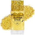 Gold Hair Glitter Stick, Yellow Face Body Glitter Makeup for Women, School Spirit Week Game Day Cheer Football Accessories, Chunky Sequins for Halloween Singer Concert Rave Festival Mardi Gras by Yeweian