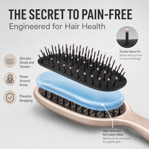 Earth & I Premium Rosegold Oval Hairbrush: Wet & Dry Detangling Brush - Image 2