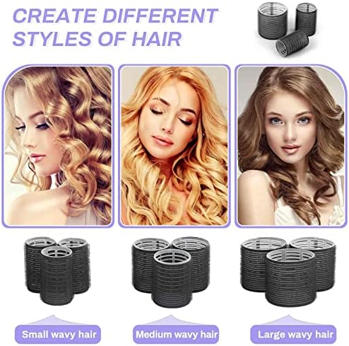 Self Grip Hair Rollers and Curlers Set - 24 Pieces with 3 Sizes (4 Jumbo, 4 Large, 4 Medium) and 12 Clips for Long, Short, Thick, Fine Hair Styling - Image 2