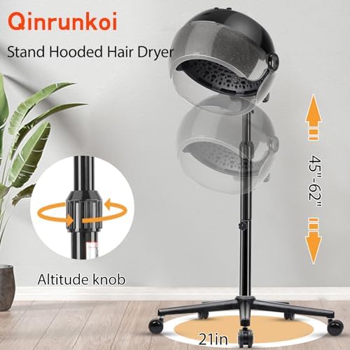 Hooded Hair Dryer, Standing Hair Dryer on Wheels, Sit Under Dryer with 3 Temperature Settings, for Salon, Spa or at Home Use Black - Image 7