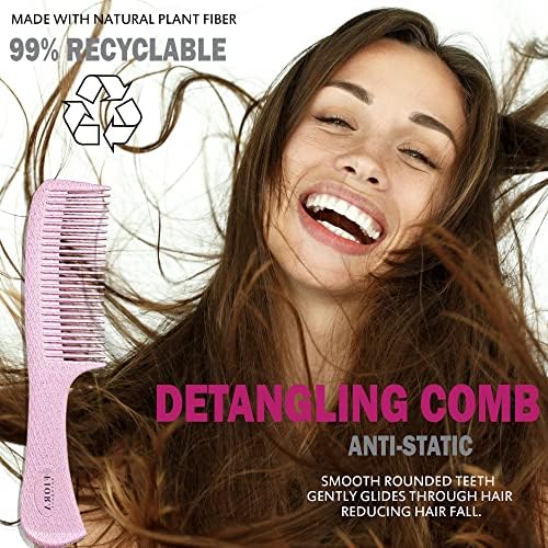 Fiora Naturals Hair Brush Set for Women, Detangler, Round Brush and Comb - Image 5
