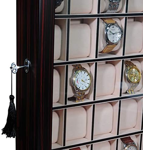 TIMELYBUYS 30 Piece Ebony Wood Watch Display Wall Hanging Case and Storage Organizer Box and Stand Father's Day Gift - Image 5