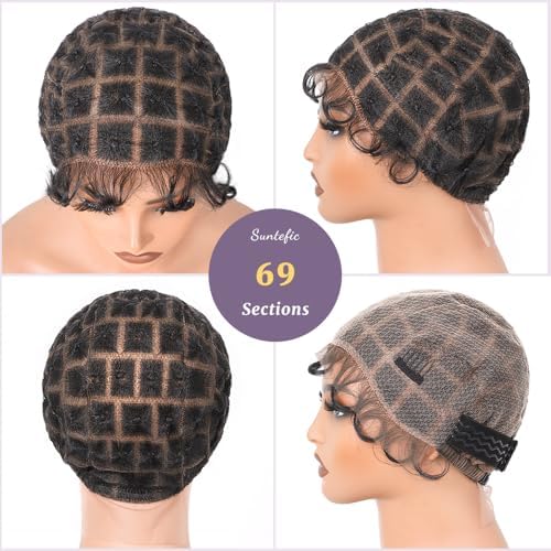 Braided Wig Cap With Human Baby Hair Crochet Wig Cap For Crochet Braids Hair Glueless Double Full Hd Lace Wig Caps For Black Women(#1B Black,69 Sections) - Image 5