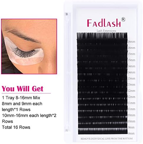 FADLASH Eyelash Extension Supplies 0.15 Classic C Curl Mix 8-16mm Silk Individual Eyelashes Professional Salon Use - Image 5