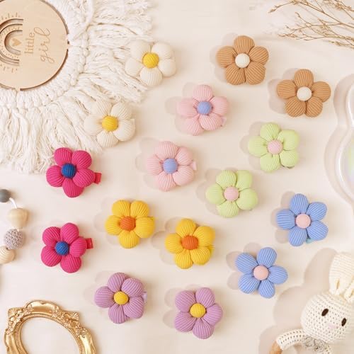 JOYOYO 16Pcs Set 3D Puff Flower Hair Clips - Adorable Gentle Puff Soft Hair Accessories for Baby Girls, Kids Child and Teens - Image 5