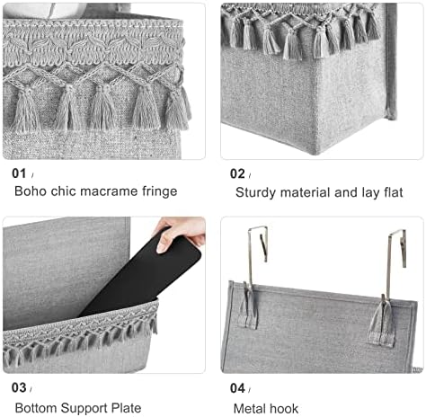 Dahey Over The Door Organizer 4 Pockets Hanging Behind Door Storage, Grey - Image 4