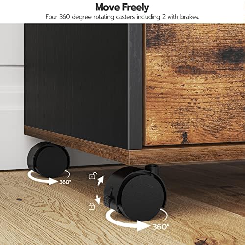 HOOBRO 7-Drawer File Cabinet, Wooden Office Cabinet with Drawers, Mobile Storage Filing Drawer for Home Office, Study, Easy Assembly, Rustic Brown and Black BF07WJ01 - Image 7