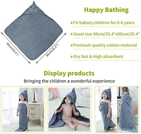 MICHLEY Unisex Baby Animal Hooded Bath Towel Soft Cotton Beach Swimming Bathrobe for 0-6T, Grey - Image 4