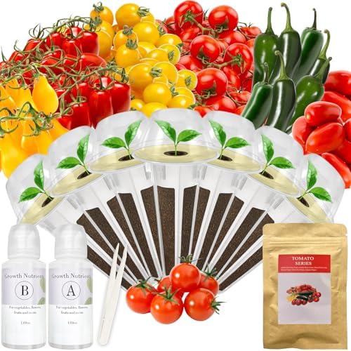 Tomato Seed Pod Kit for AeroGarden, idoo, Ahopegarden, MUFGA with Red Cherry/Golden Cherry Tomato, Roma/San Marzano/Yellow Pear Tomato and Jalapeno Pepper - Compatible with All Hydroponics (7-Pod) by Majero