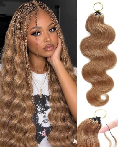 27# Honey Blonde Color 14 Inch Human Crochet Hair for Black Women, Feather Crochet Extensions 55g 40 Strands, Resusable Miracle Look Hair Bundles, Soft Lightweight Small Knots Body Wave by VDZ100HumanHair