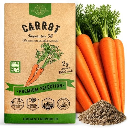 Imperator 58 Carrot Seeds Pack 2G - Over 1800 of Non-GMO Heirloom Carrot Seeds for Planting Vegetables in Individual Seed Packet, Vegetable Seeds for Planting Indoor & Outdoor Garden by OrganoRepublic
