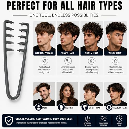 Texture Comb for Men, 2 Pack Texturizing Comb for Hair Volume, Hair Texture Comb, Root Lifting Styling Comb, Wide Tooth Barber Comb for Thick, Curly & Wavy Hair - Image 5