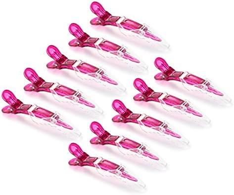 10pcs/set Croc Clips Transparent Plastic Hairdresser Clip Hair Styling Sectioning Barrettes Non Slip Alligator Clip Salon DIY Accessories for Women and Girls(10pcs-Rose Red) - Image 4