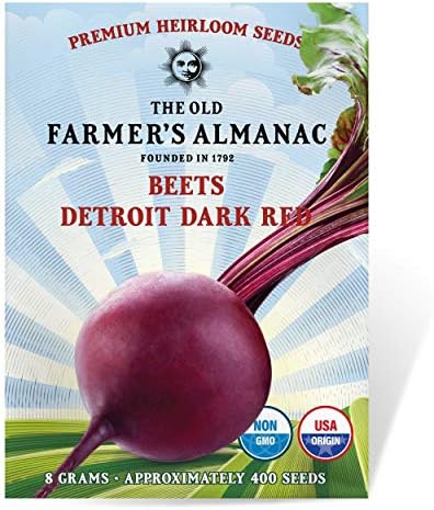The Old Farmer's Almanac Heirloom Beet Seeds (Detroit Dark Red) - Approx 360 Seeds - Non-GMO, Open Pollinated, USA Origin by Unknown