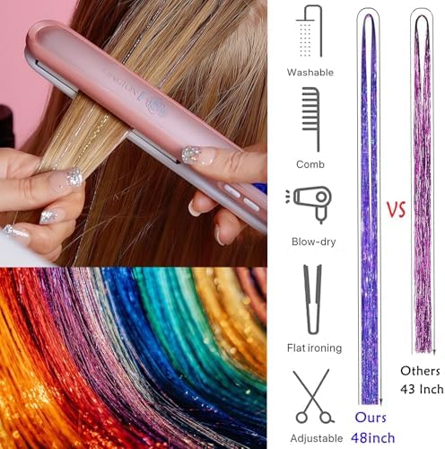 Hair Tinsel Kit for Girls 20 Colors Fairy Glitter Tinsel Hair Extensions - Image 6