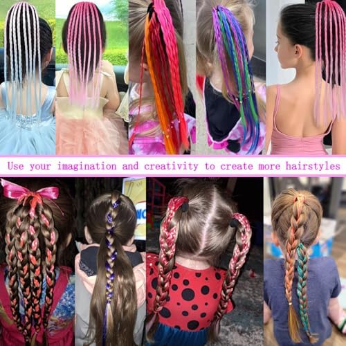 Girl hair accessories, children's colorful braided hair extensions - Image 5
